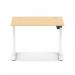 Air Lite 1000 x 800mm Height Adjustable Office Desk Maple Top Cable Ports White Leg HA03932