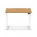 Air Lite 1000 x 800mm Height Adjustable Office Desk Oak Top Cable Ports White Leg HA03933