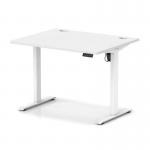 Air Lite 1000 x 800mm Height Adjustable Office Desk White Top Cable Ports White Leg HA03934