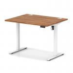Air Lite 1000 x 800mm Height Adjustable Office Desk Walnut Top Cable Ports White Leg HA03935