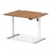 Air Lite 1000 x 800mm Height Adjustable Office Desk Walnut Top Cable Ports White Leg HA03935