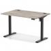 Air Lite 1200 x 800mm Height Adjustable Office Desk Grey Oak Top Cable Ports Black Leg HA03938
