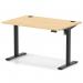 Air Lite 1200 x 800mm Height Adjustable Office Desk Maple Top Cable Ports Black Leg HA03939