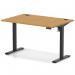 Air Lite 1200 x 800mm Height Adjustable Office Desk Oak Top Cable Ports Black Leg HA03940