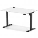 Air Lite 1200 x 800mm Height Adjustable Office Desk White Top Cable Ports Black Leg HA03941