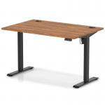 Air Lite 1200 x 800mm Height Adjustable Office Desk Walnut Top Cable Ports Black Leg HA03942