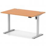 Air Lite 1200 x 800mm Height Adjustable Office Desk Beech Top Cable Ports Silver Leg HA03943