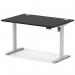 Air Lite 1200 x 800mm Height Adjustable Office Desk Black Top Cable Ports Silver Leg HA03944