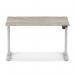 Air Lite 1200 x 800mm Height Adjustable Office Desk Grey Oak Top Cable Ports Silver Leg HA03945