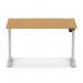 Air Lite 1200 x 800mm Height Adjustable Office Desk Oak Top Cable Ports Silver Leg HA03947