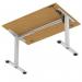 Air Lite 1200 x 800mm Height Adjustable Office Desk Oak Top Cable Ports Silver Leg HA03947