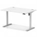 Air Lite 1200 x 800mm Height Adjustable Office Desk White Top Cable Ports Silver Leg HA03948