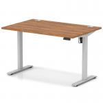 Air Lite 1200 x 800mm Height Adjustable Office Desk Walnut Top Cable Ports Silver Leg HA03949