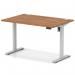 Air Lite 1200 x 800mm Height Adjustable Office Desk Walnut Top Cable Ports Silver Leg HA03949