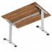 Air Lite 1200 x 800mm Height Adjustable Office Desk Walnut Top Cable Ports Silver Leg HA03949