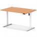 Air Lite 1200 x 800mm Height Adjustable Office Desk Beech Top Cable Ports White Leg HA03950