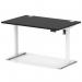 Air Lite 1200 x 800mm Height Adjustable Office Desk Black Top Cable Ports White Leg HA03951