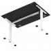Air Lite 1200 x 800mm Height Adjustable Office Desk Black Top Cable Ports White Leg HA03951