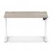 Air Lite 1200 x 800mm Height Adjustable Office Desk Grey Oak Top Cable Ports White Leg HA03952