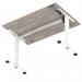 Air Lite 1200 x 800mm Height Adjustable Office Desk Grey Oak Top Cable Ports White Leg HA03952