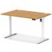Air Lite 1200 x 800mm Height Adjustable Office Desk Oak Top Cable Ports White Leg HA03954