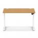 Air Lite 1200 x 800mm Height Adjustable Office Desk Oak Top Cable Ports White Leg HA03954