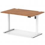 Air Lite 1200 x 800mm Height Adjustable Office Desk Walnut Top Cable Ports White Leg HA03956