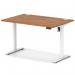 Air Lite 1200 x 800mm Height Adjustable Office Desk Walnut Top Cable Ports White Leg HA03956