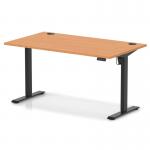 Air Lite 1400 x 800mm Height Adjustable Office Desk Beech Top Cable Ports Black Leg HA03957