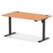 Air Lite 1400 x 800mm Height Adjustable Office Desk Beech Top Cable Ports Black Leg HA03957