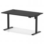 Air Lite 1400 x 800mm Height Adjustable Office Desk Black Top Cable Ports Black Leg HA03958