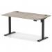 Air Lite 1400 x 800mm Height Adjustable Office Desk Grey Oak Top Cable Ports Black Leg HA03959