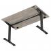 Air Lite 1400 x 800mm Height Adjustable Office Desk Grey Oak Top Cable Ports Black Leg HA03959