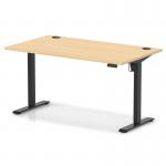 Air Lite 1400 x 800mm Height Adjustable Office Desk Maple Top Cable Ports Black Leg HA03960