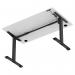Air Lite 1400 x 800mm Height Adjustable Office Desk White Top Cable Ports Black Leg HA03962