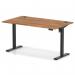 Air Lite 1400 x 800mm Height Adjustable Office Desk Walnut Top Cable Ports Black Leg HA03963