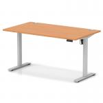 Air Lite 1400 x 800mm Height Adjustable Office Desk Beech Top Cable Ports Silver Leg HA03964