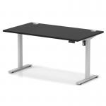 Air Lite 1400 x 800mm Height Adjustable Office Desk Black Top Cable Ports Silver Leg HA03965
