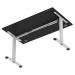 Air Lite 1400 x 800mm Height Adjustable Office Desk Black Top Cable Ports Silver Leg HA03965