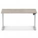 Air Lite 1400 x 800mm Height Adjustable Office Desk Grey Oak Top Cable Ports Silver Leg HA03966