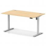 Air Lite 1400 x 800mm Height Adjustable Office Desk Maple Top Cable Ports Silver Leg HA03967