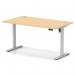 Air Lite 1400 x 800mm Height Adjustable Office Desk Maple Top Cable Ports Silver Leg HA03967