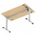 Air Lite 1400 x 800mm Height Adjustable Office Desk Maple Top Cable Ports Silver Leg HA03967