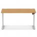 Air Lite 1400 x 800mm Height Adjustable Office Desk Oak Top Cable Ports Silver Leg HA03968