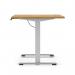 Air Lite 1400 x 800mm Height Adjustable Office Desk Oak Top Cable Ports Silver Leg HA03968