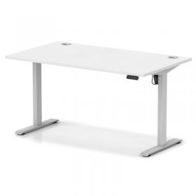 Air Lite 1400 x 800mm Height Adjustable Office Desk White Top Cable Ports Silver Leg HA03969