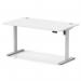Air Lite 1400 x 800mm Height Adjustable Office Desk White Top Cable Ports Silver Leg HA03969