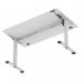 Air Lite 1400 x 800mm Height Adjustable Office Desk White Top Cable Ports Silver Leg HA03969