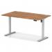 Air Lite 1400 x 800mm Height Adjustable Office Desk Walnut Top Cable Ports Silver Leg HA03970