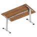 Air Lite 1400 x 800mm Height Adjustable Office Desk Walnut Top Cable Ports Silver Leg HA03970